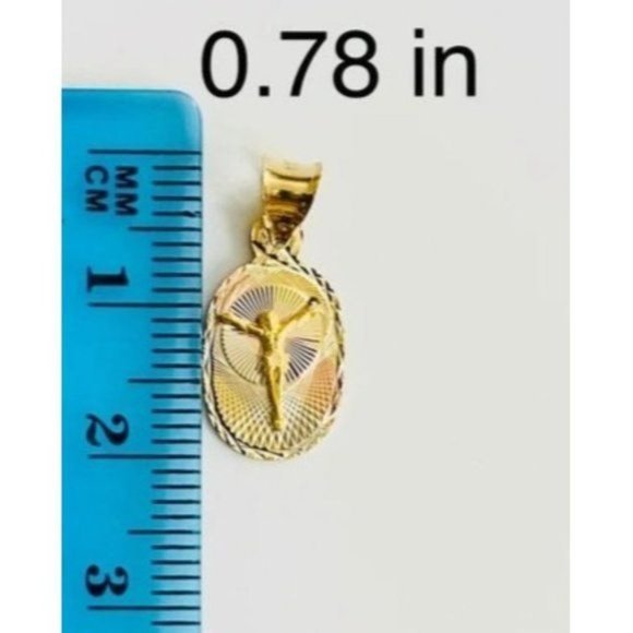 14K Solid Gold Jesus Pendant, 20 mm Real Gold Jesus Christ Pendant, Small Crucif - Picture 13 of 14